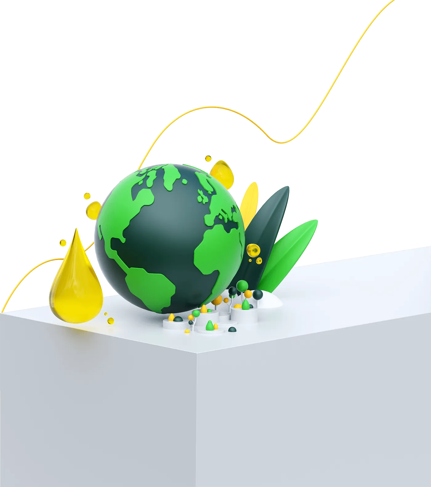 Visual of a green planet with healthier oil drops